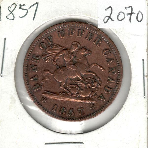1857 Bank of Upper Canada Bank token one penny