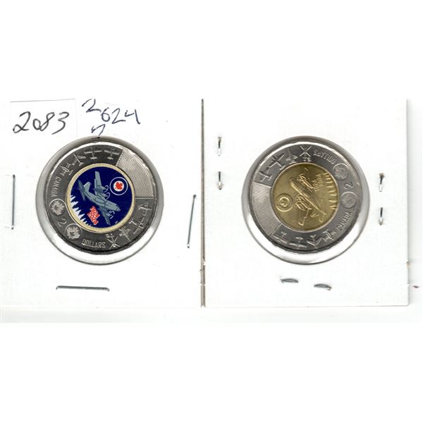 Lot of two Canadian toonies dated 2024