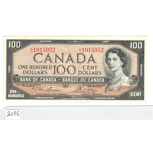 1954 Canadian 100 dollar bill