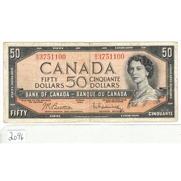 1954 Canadian $50 bill