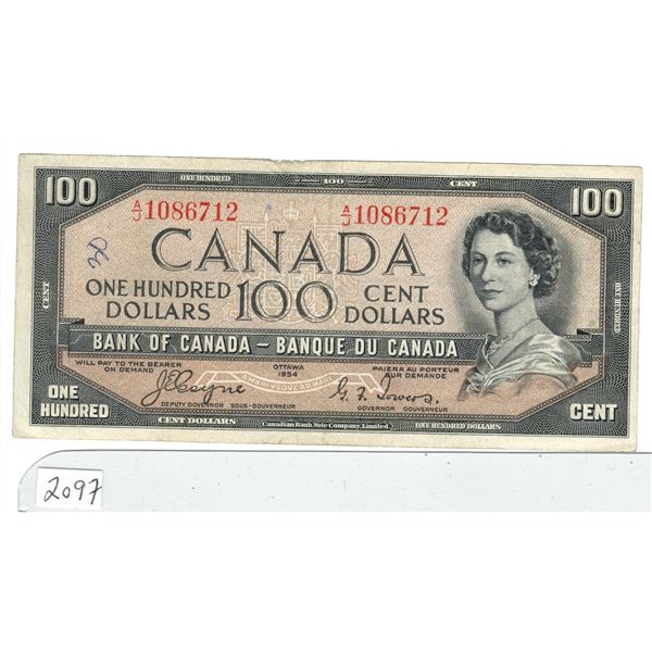 1954 Canadian $100 dollar bill  with devil's face