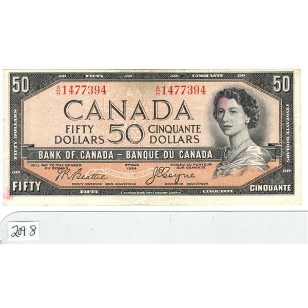 1955 Canadian $50 dollar bill  with devil's face