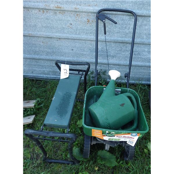 lawn seeder spreader, Watering can, garden kneeling bench