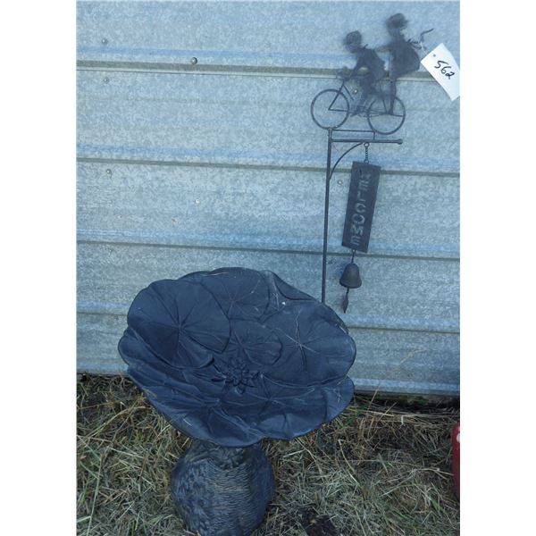 Resin bird bath and welcome ornament