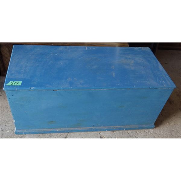 vintage  Wood storage trunk painted blue