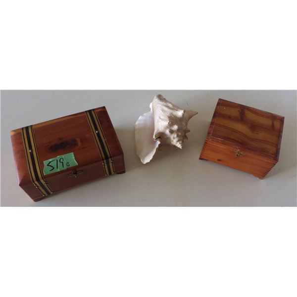 Smallwood jewelry boxes and seashell