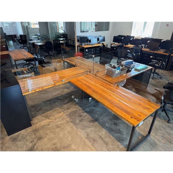 ILOT COMPRENANT 4 TABLE EN MÉTAL DESSU EN BOIS STYLE ANTIQUE 72"x31"