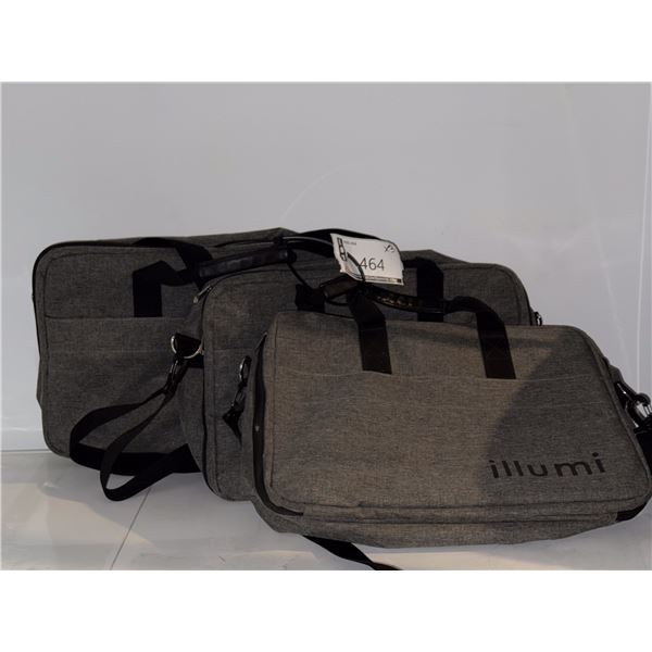 LOT DE 3 MALETTES DE TRANSPORT POUR ORDI "ILLUMI"