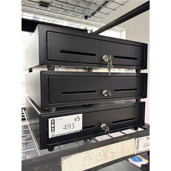 LOT DE 3 TIROIRS CAISSES AVEC CLÉS