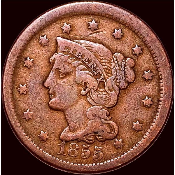 1855 Red Braided Hair Large Cent CLOSELY  UNCIRCULATED