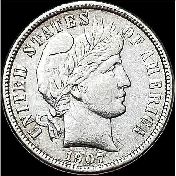 1907 Barber Dime NEARLY UNCIRCULATED