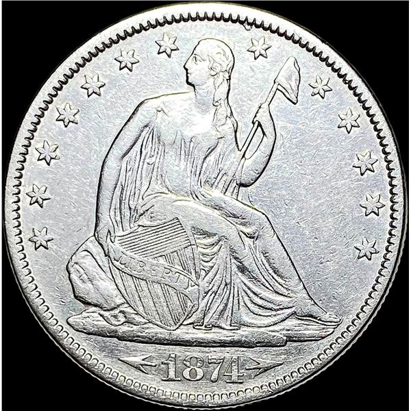 1874 Seated Lib Half Dollar Arrows  CLOSELY UNCIRCULATED