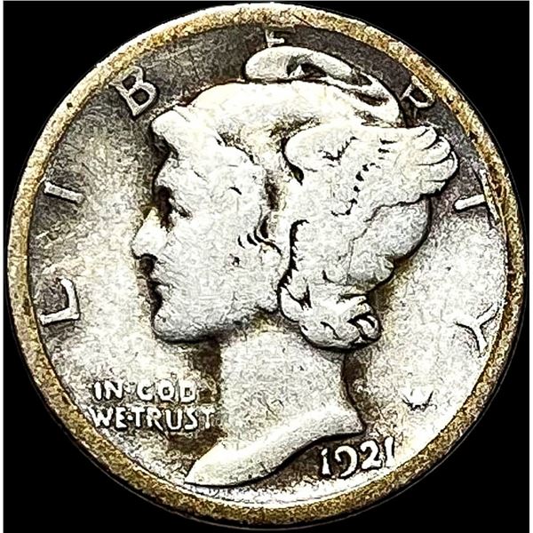 1921-D Silver Mercury Dime LIGHTLY CIRCULATED