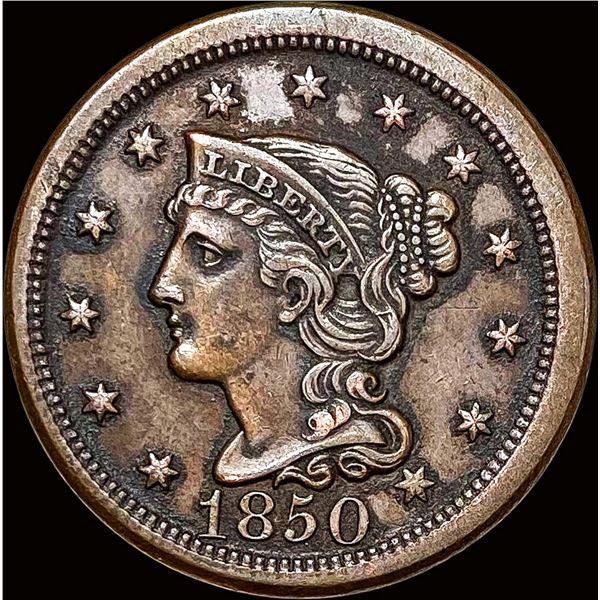 1850 Braided Hair Large Cent NEARLY  UNCIRCULATED