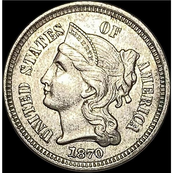 1870 Nickel Three-Cent Piece CHOICE AU