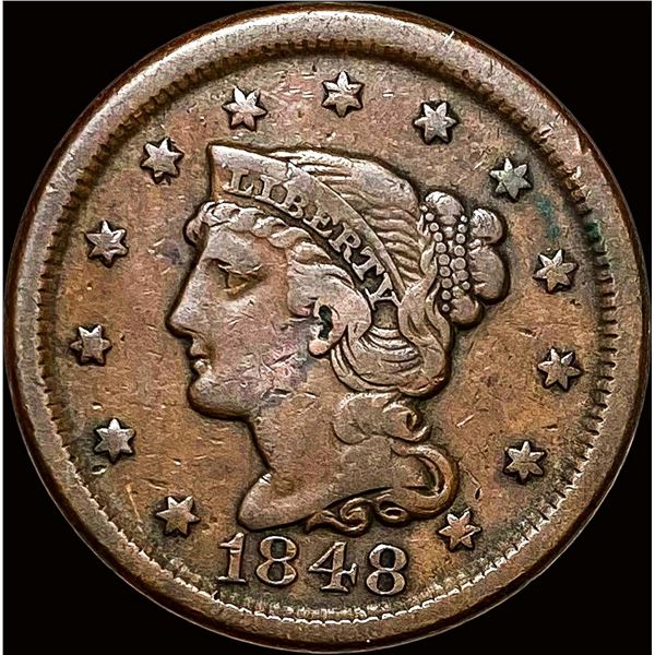 1848 Braided Hair Large Cent NICELY  CIRCULATED