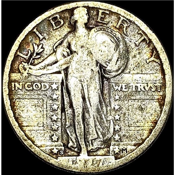 1927-S Silver Standing Lib Quarter NICELY  CIRCULATED