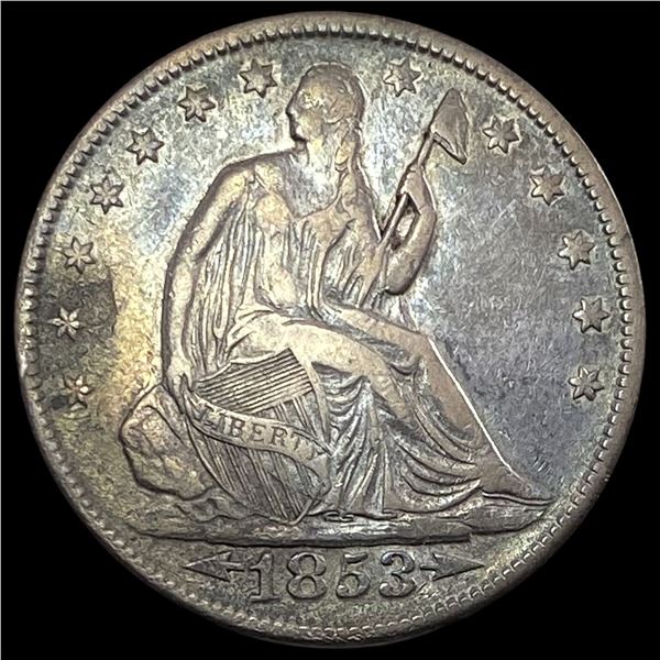 1853 Arrows/Rays Seated Liberty Half Dollar  NEARLY UNCIRCULATED