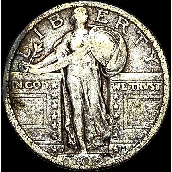 1919-D Silver Standing Lib Quarter  LIGHTLY CIRCULATED