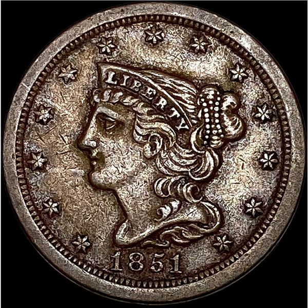 1851 Braided Hair Half Cent NEARLY  UNCIRCULATED