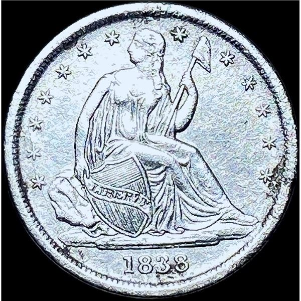 1838 Silver Seated Liberty Dime CHOICE AU