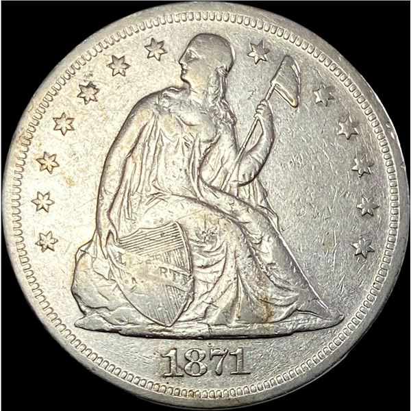 1871 Silver Seated Liberty Dollar ABOUT  UNCIRCULATED
