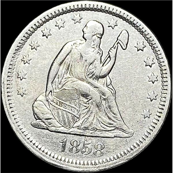 1858 Silver Seated Liberty Quarter CLOSELY UNCIRCULATED