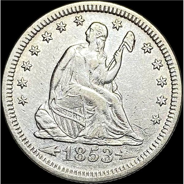 1853 Arrows/Rays Seated Liberty Quarter  CLOSELY UNCIRCULATED
