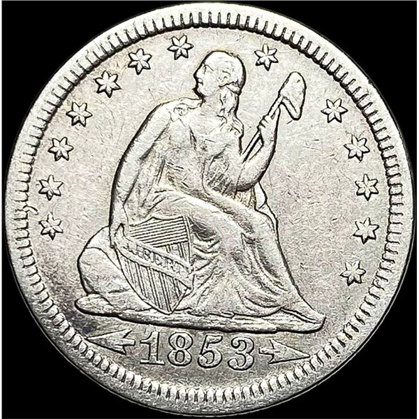 1853 Arrows/Rays Seated Liberty Quarter  CLOSELY UNCIRCULATED