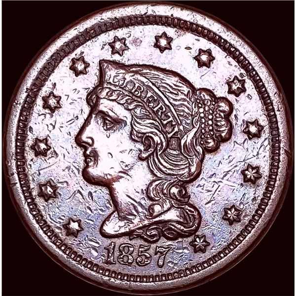 1857 Braided Hair Large Cent CLOSELY  UNCIRCULATED