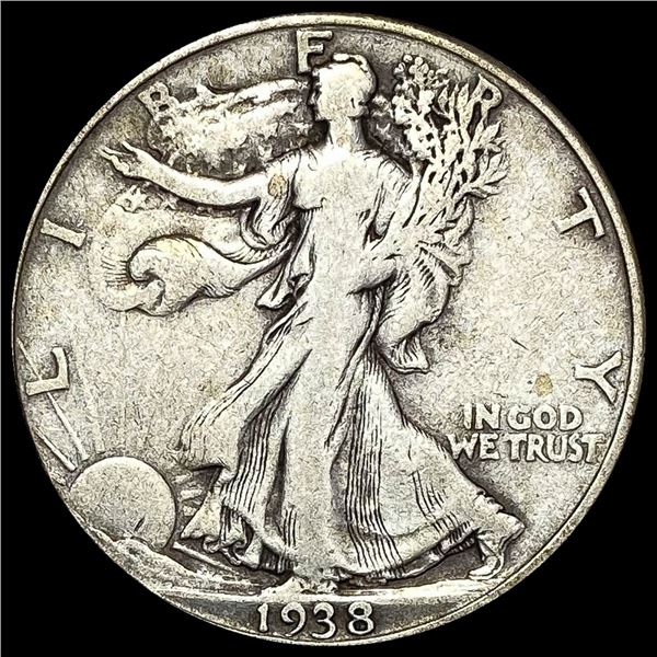 1938-D Silver Half Dollar Walking Liberty  NICELY CIRCULATED