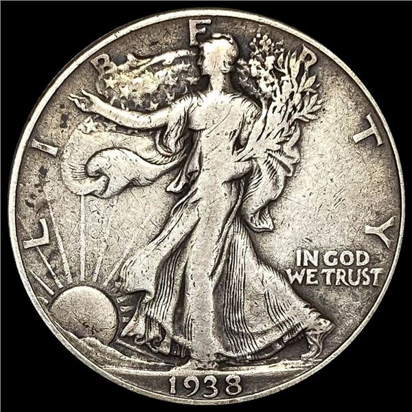 1938-D Silver Half Dollar Walking Liberty  LIGHTLY CIRCULATED