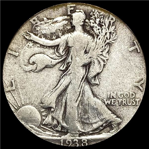 1938-D Silver Half Dollar Walking Liberty  LIGHTLY CIRCULATED