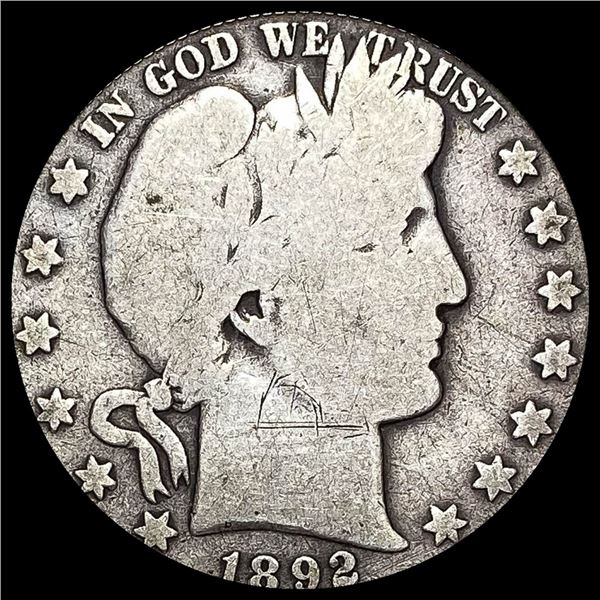 1892-S Silver Barber Half Dollar LIGHTLY  CIRCULATED