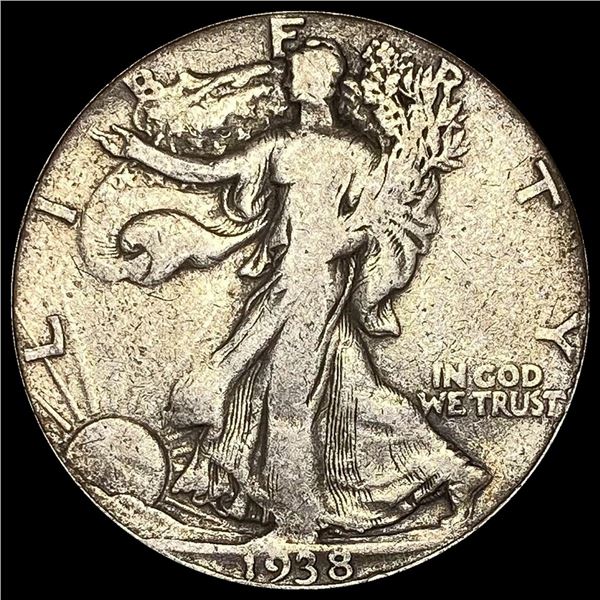 1938-D Silver Walking Liberty Half Dollar  LIGHTLY CIRCULATED