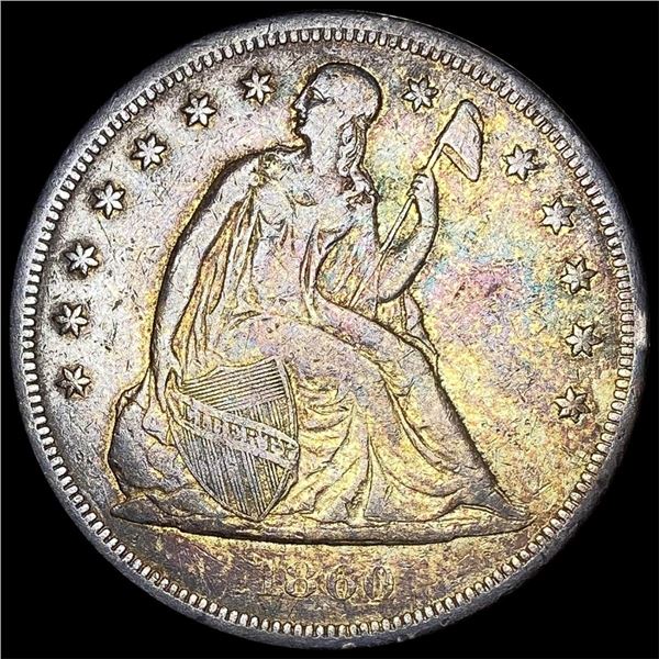 1860-O Silver Seated Liberty Dollar NEARLY  UNCIRCULATED