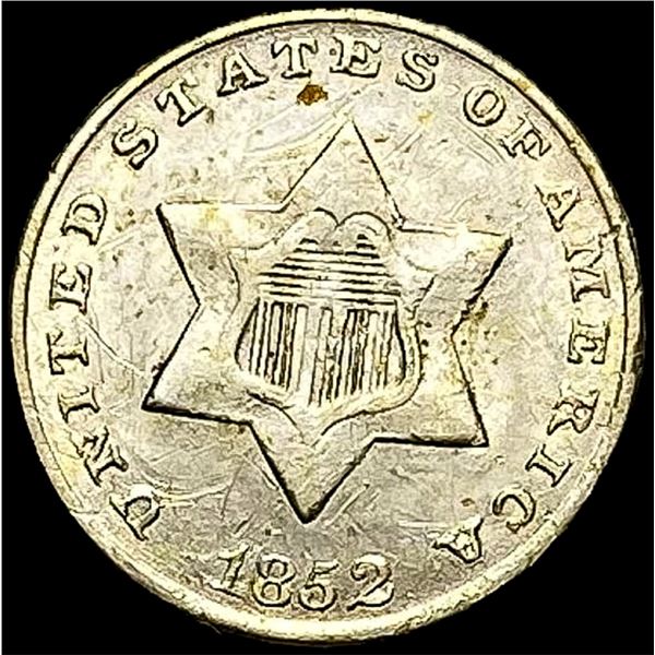 1852 Silver Three-Cent Piece NEARLY  UNCIRCULATED