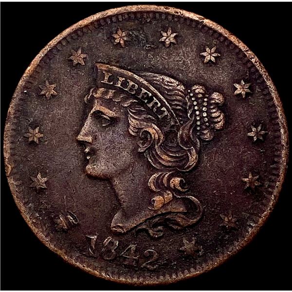 1842 Braided Hair Large Cent LIGHTLY CIRCULATED