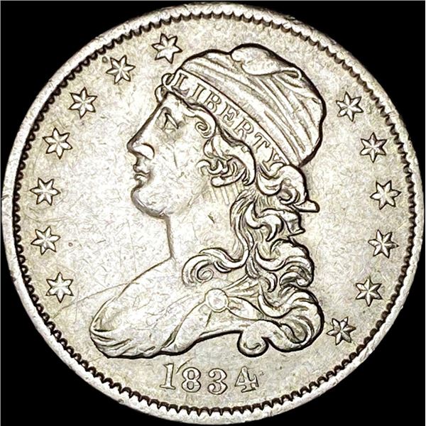 1834 Capped Bust Silver Quarter NEARLY  UNCIRCULATED