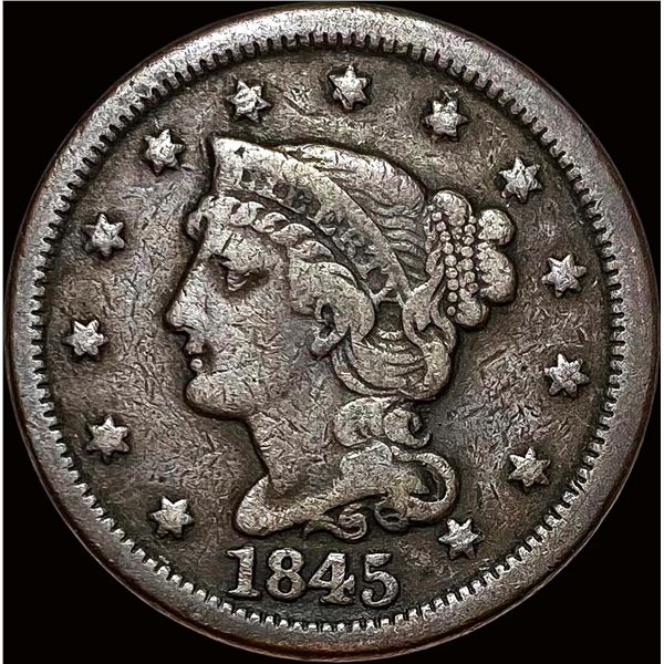 1845 Braided Hair Large Cent LIGHTLY CIRCULATED