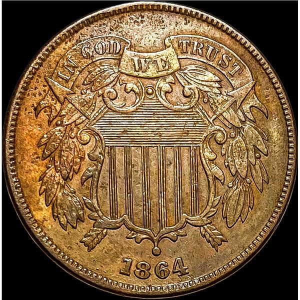 1864 Bronze Two-Cent Piece CLOSELY UNCIRCULATED