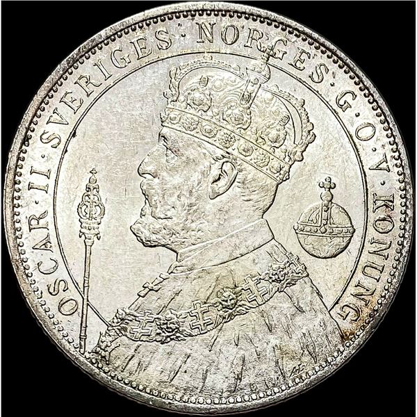 1897 Sweden Silver 2 Kronor-Oscar II UNCIRCULATED