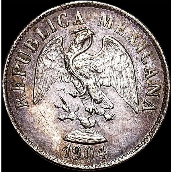 1904Mo-M Silver 20 Centavos Mexico UNCIRCULATED