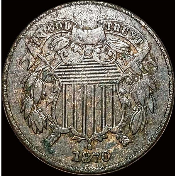 1870 Copper 2-Cent Piece LIGHTLY CIRCULATED