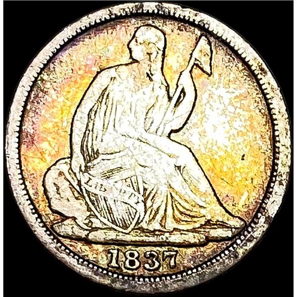 1837 Seated Liberty Half Dime No Stars NICELY CIRCULATED