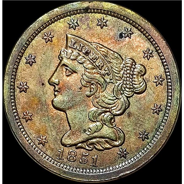 1851 Braided Hair Half Cent CLOSELY UNCIRCULATED