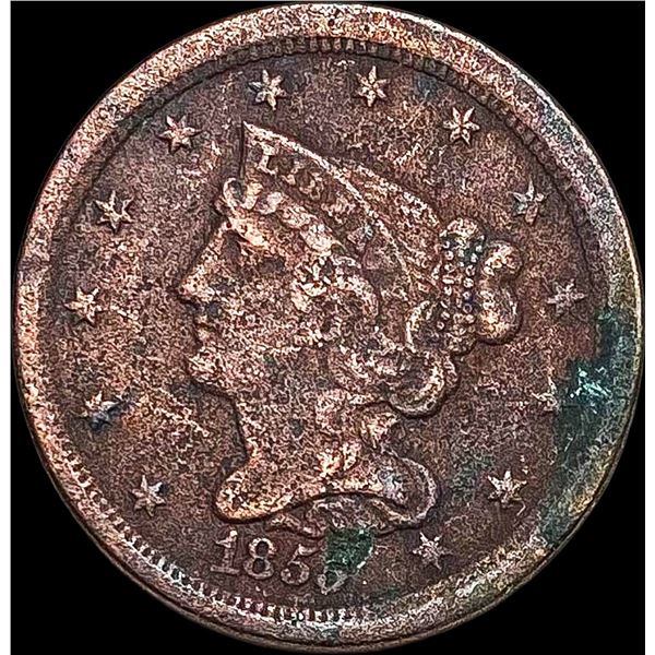 1855 Braided Hair Half Cent NICELY CIRCULATED
