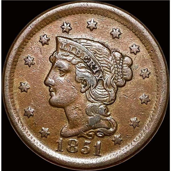 1851 Braided Hair Large Cent NEARLY UNCIRCULATED