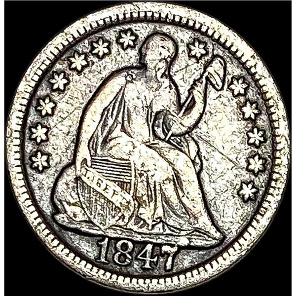 1847 Seated Liberty Half Dime NICELY CIRCULATED