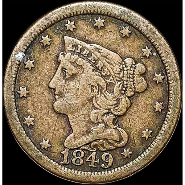1849 Braided Hair Half Cent LIGHTLY CIRCULATED